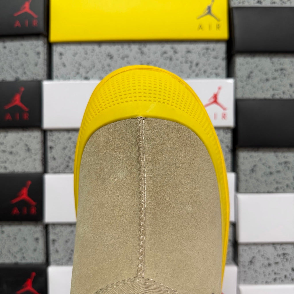 UGG Tasman X Platform Slip-On – Suede Clog with Shearling Lining, Paracord Toggle & Bold Yellow Chunky Platform Sole in Sand