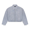 Light Indigo Cropped Textured Pearl Jacket
