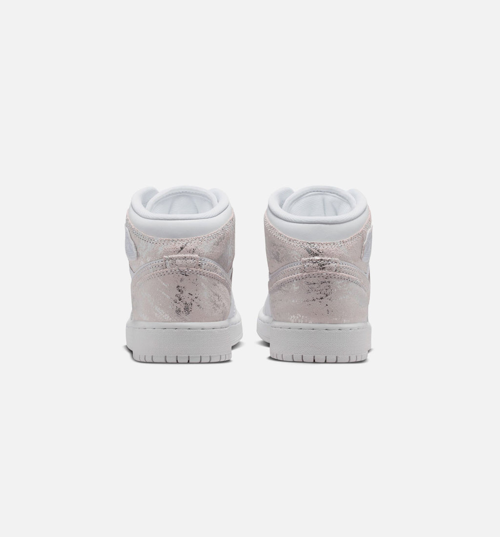 Air Jordan 1 Mid SE Grade School Lifestyle Shoe - WhiteField Silver
