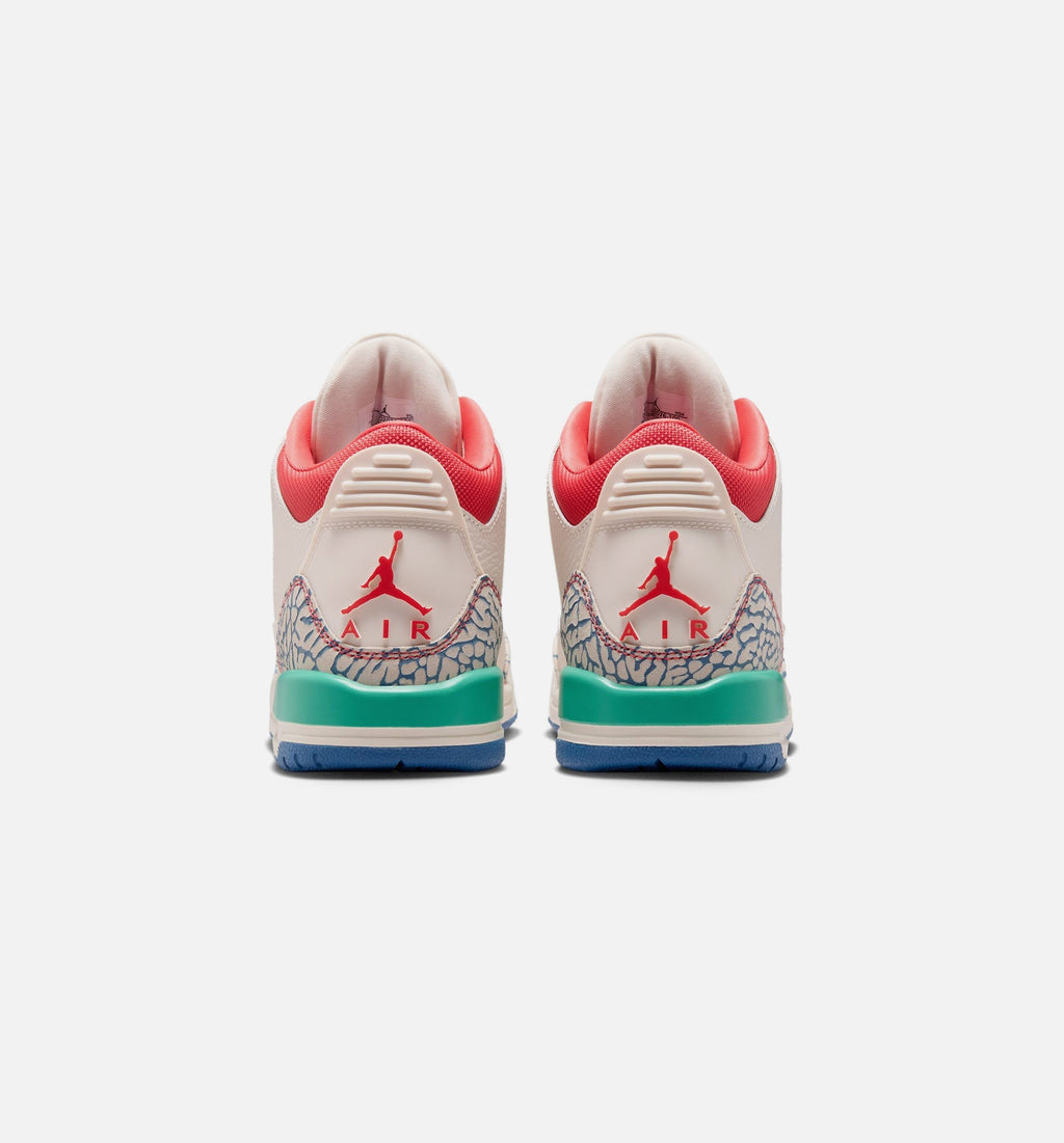 Air Jordan 3 Retro Play Your Way Grade School Lifestyle Shoe - Chalk/Track Red/True Blue/Kinetic Green