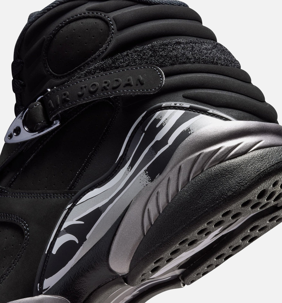 Air Jordan 8 Retro Chrome Black and Light Graphite Men's Lifestyle Shoe – Black/White/Light Graphite