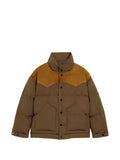 AMI Paris nylon and cotton down jacket with leather panels