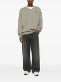 adidas cable knit V-neck sweater
