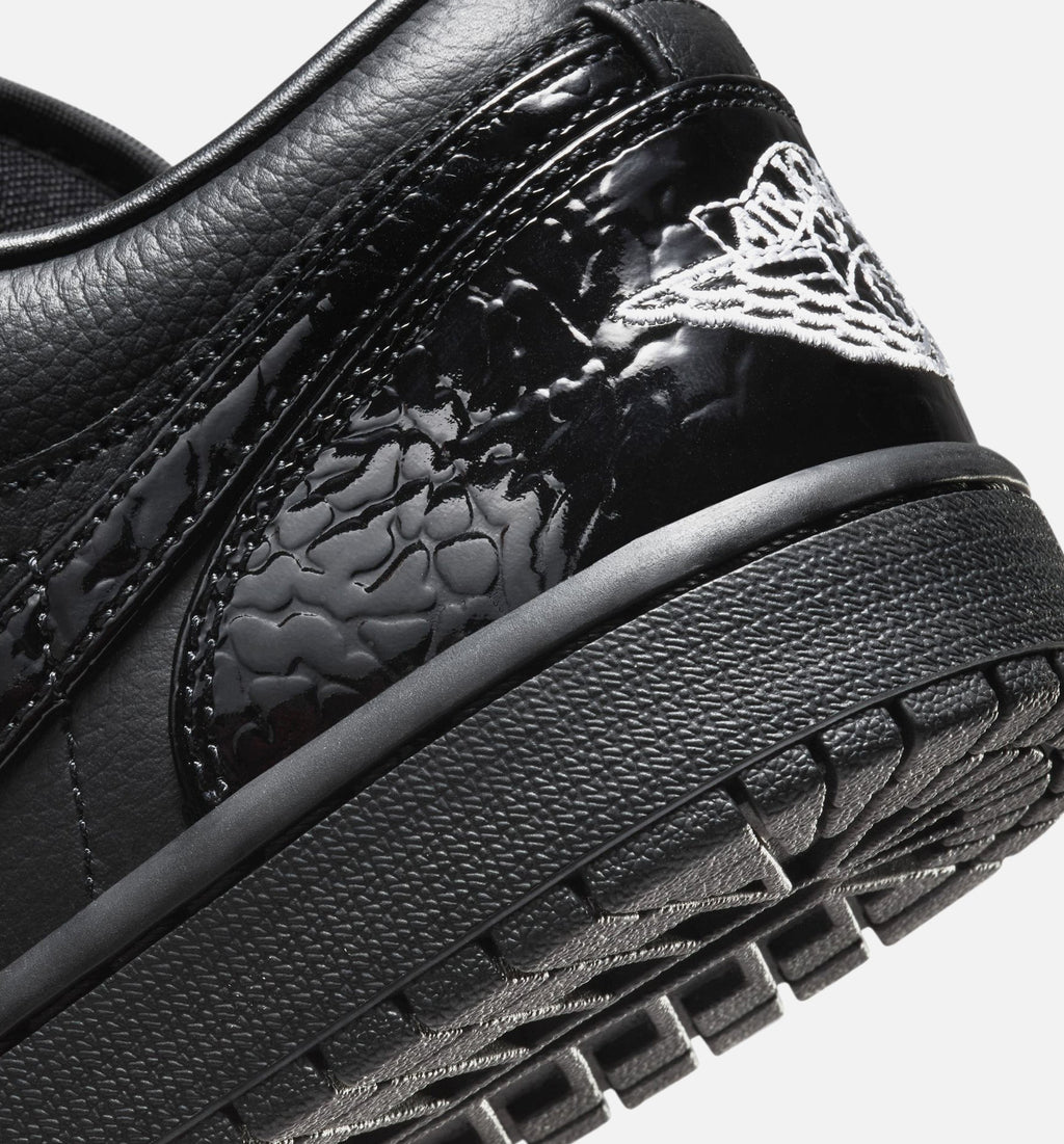 Air Jordan 1 Low Patent Elephant Women's Lifestyle Shoes - Black/White/Metallic Silver