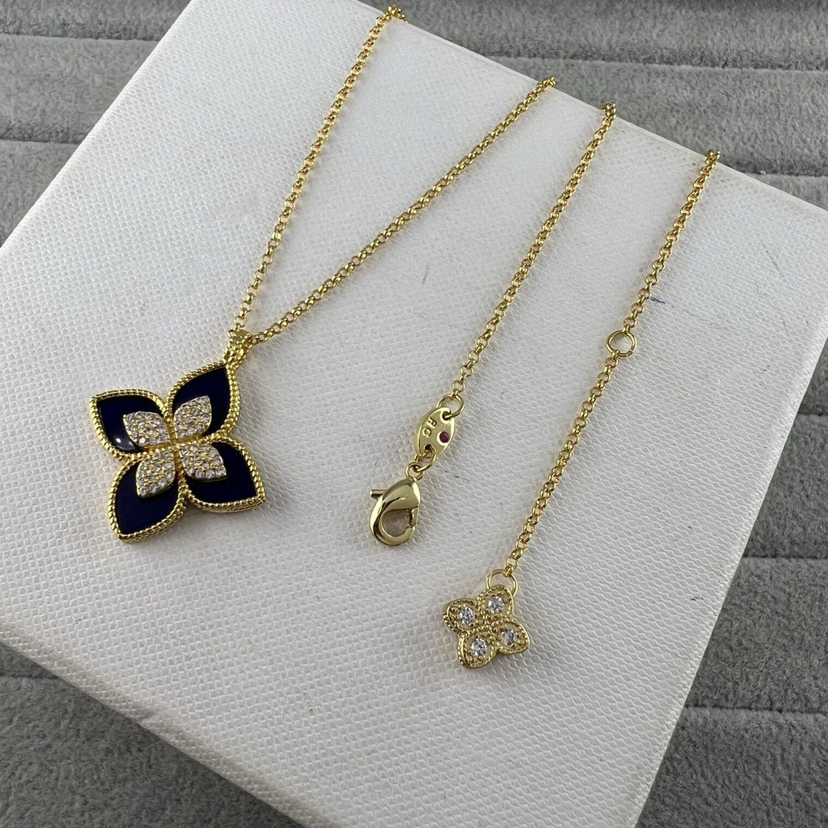 Roberto Coin Style Four-Leaf Clover Cubic Zirconia Necklace