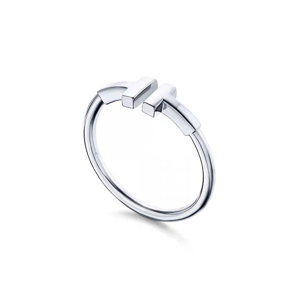 Tiffany Style T Motif Cubic Zirconia 18K Gold-Plated Ring
