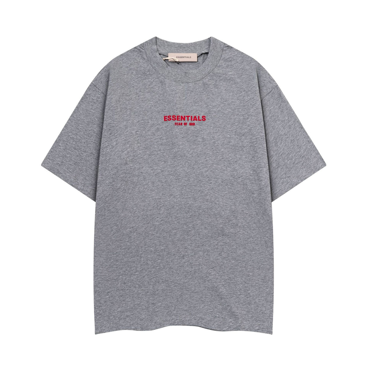 Fear Of God Essentials Red Rubber Letter Crew Neck Short Sleeve T Shirt