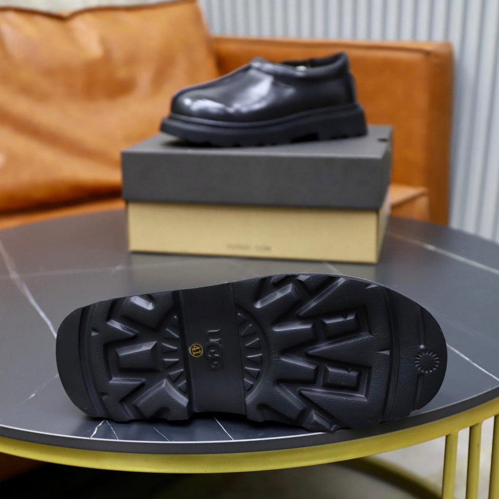 UGG Black Leather Slip-On Casual Shoes