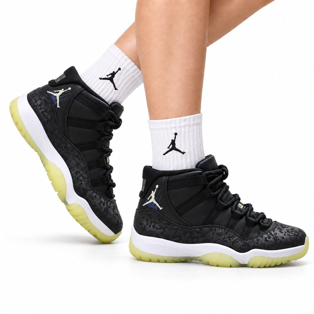 Air Jordan 11 Retro Black and Volt Unisex Sneakers Style 19