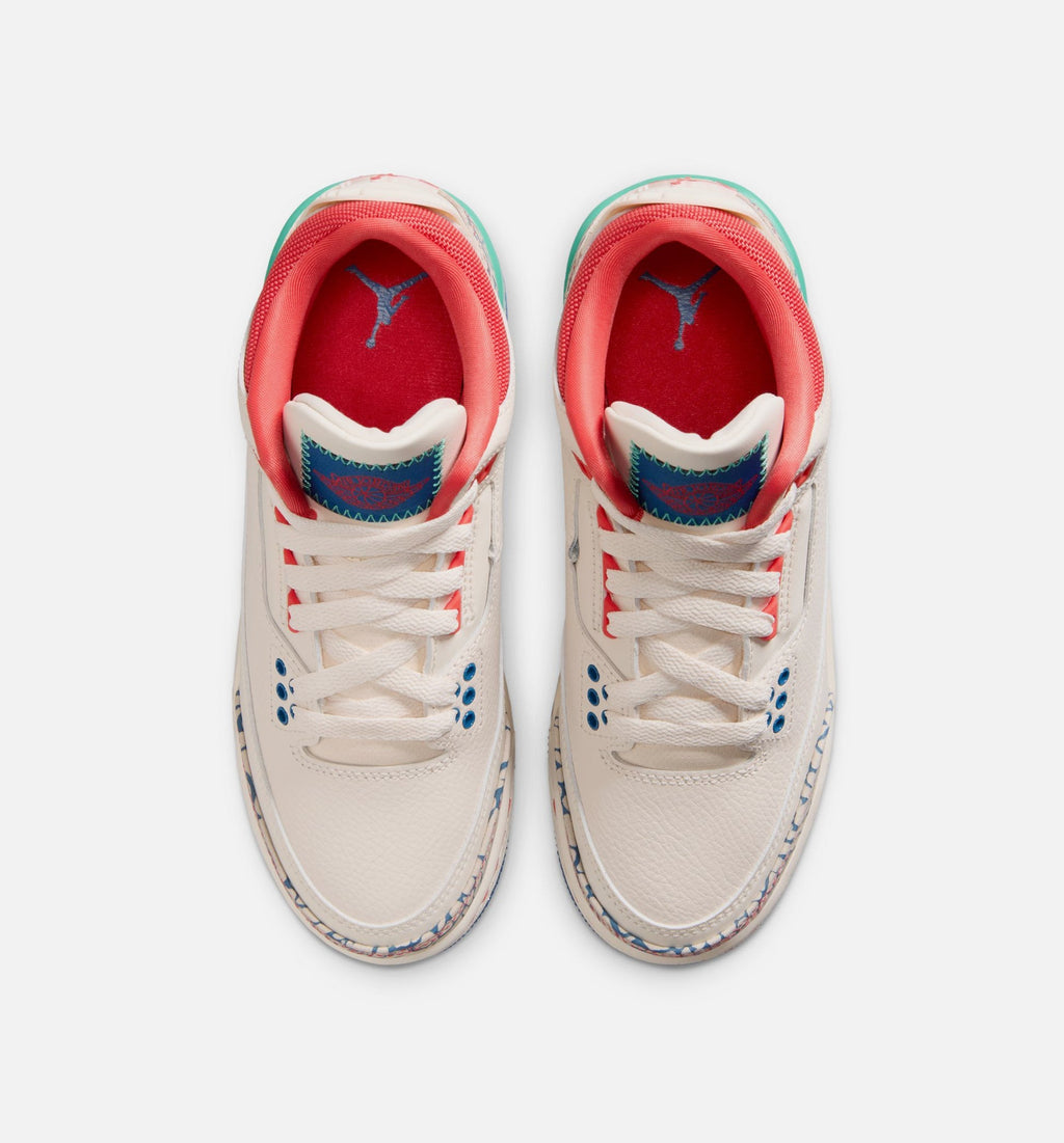 Air Jordan 3 Retro "Play Your Way" Big Kids' Shoe – Chalk/Track Red/True Blue/Kinetic Green