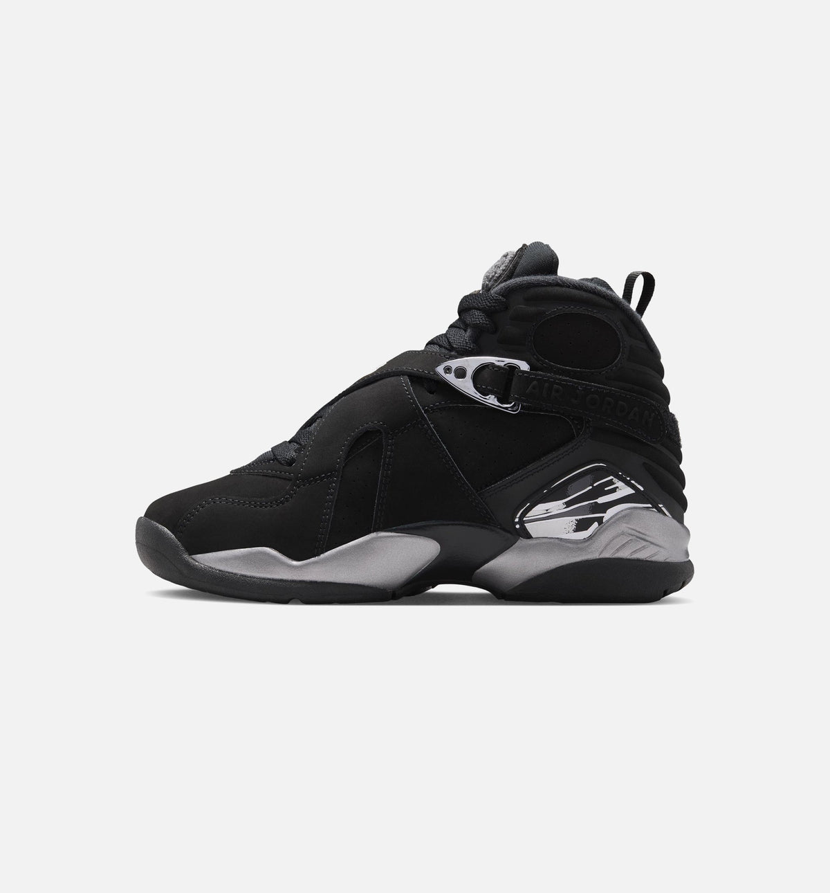 Air Jordan 8 Retro Chrome Black and Light Graphite Grade School Lifestyle Shoe – Black/White/Light Graphite