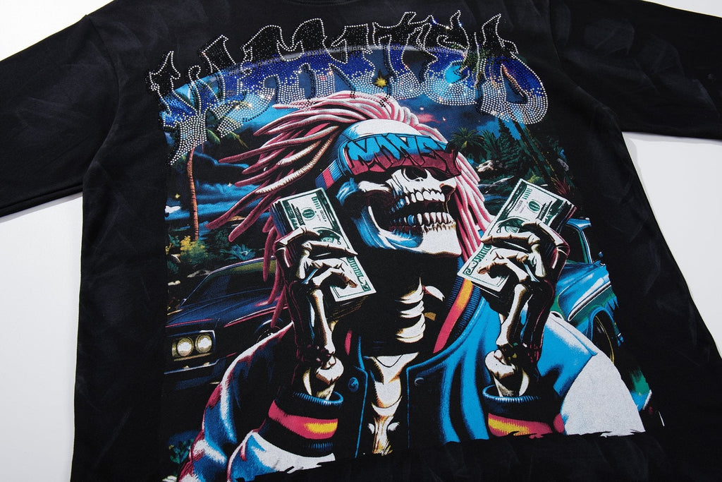 BKYS Revival Rich Death Rhinestone Graphic T-Shirt