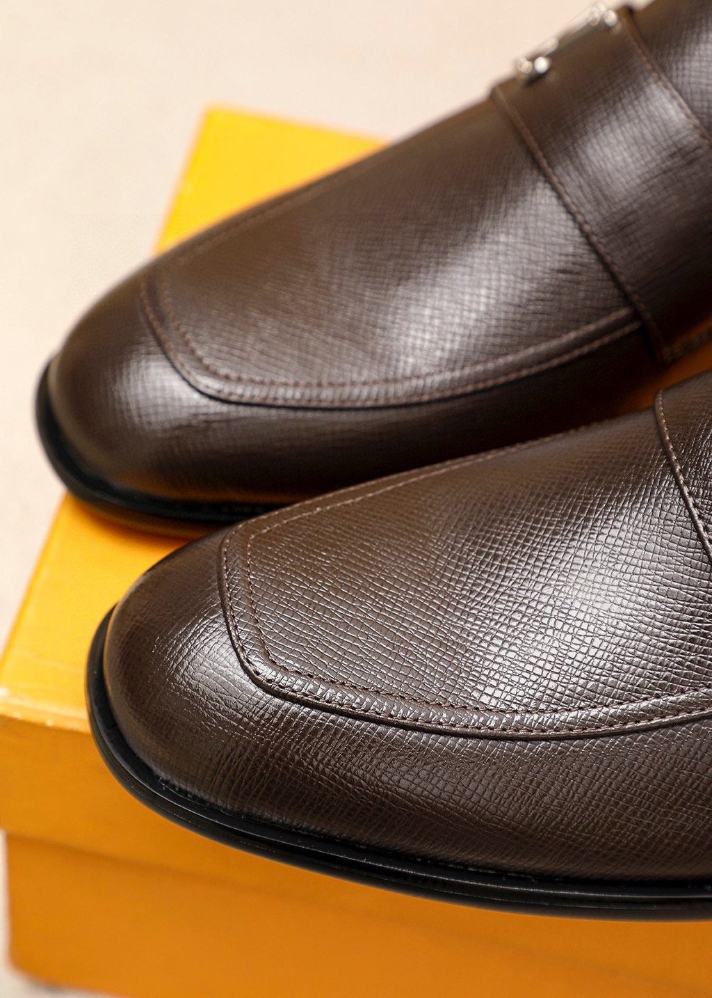 Louis Vuitton Dark Brown Textured Loafers - Leather Lining