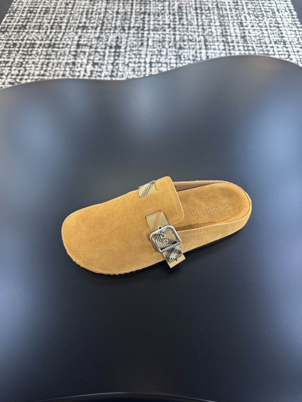Burberry Men's Camel Check Strap Slide Sandals