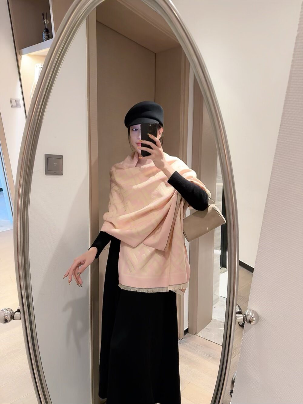 Fendi Geometric Monogram Fringe Scarf