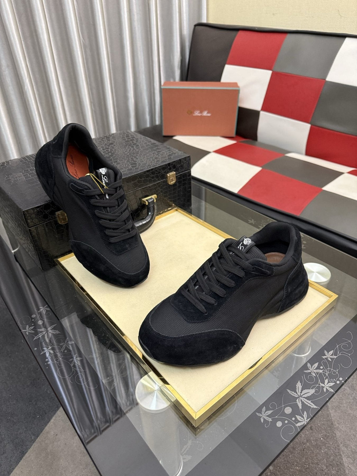 Loro Piana Low-Top Lace-Up Sneakers - Layered, Mixed-Texture Upper