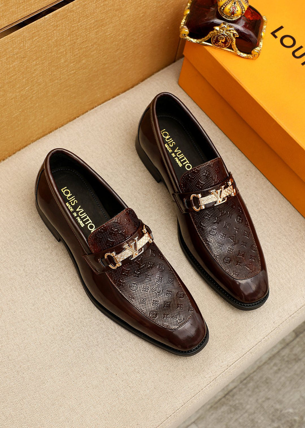 Louis Vuitton Embossed Buckle Loafers - Embossed Vamp Panels