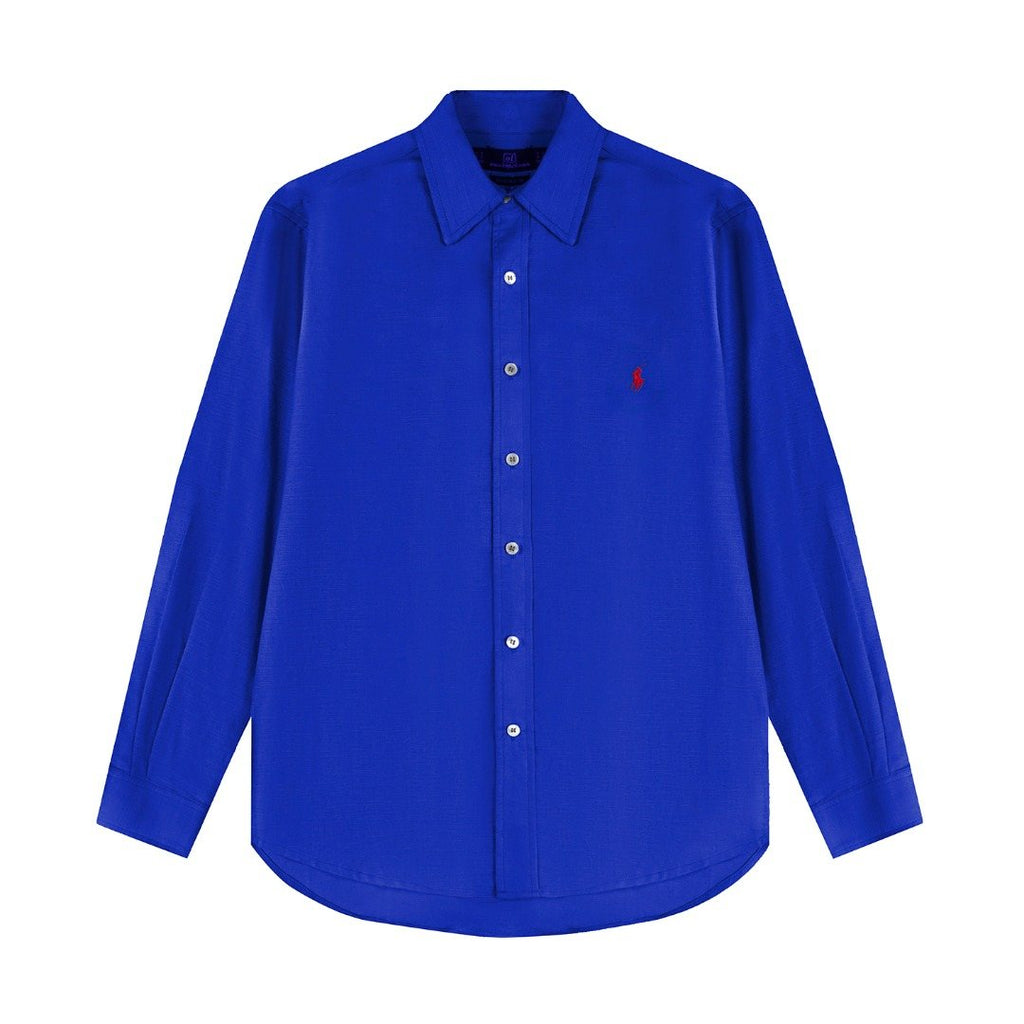 Ralph Lauren Embroidered Cotton-Blend Slub Linen Long-Sleeve Shirt