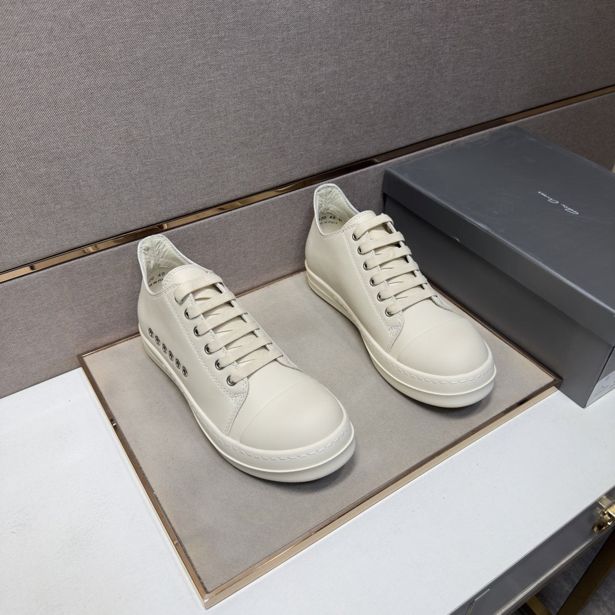 Black and Off-White Low-Top Sneakers