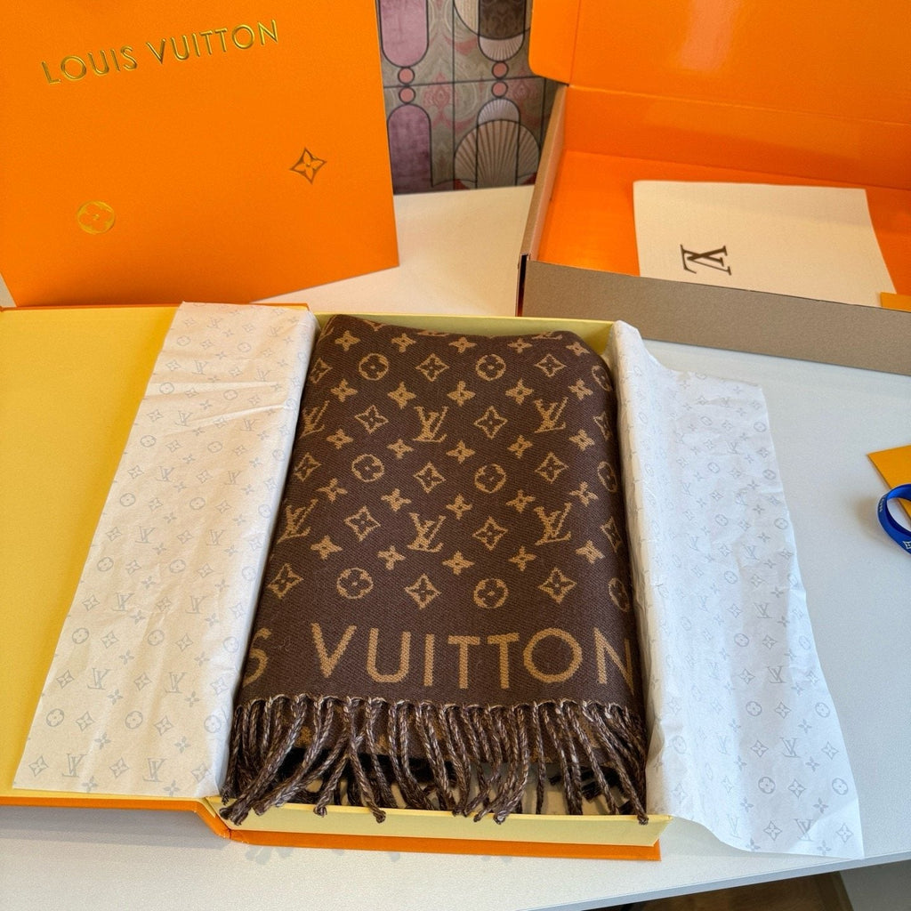 Louis Vuitton Brown Monogram Fringe Scarf