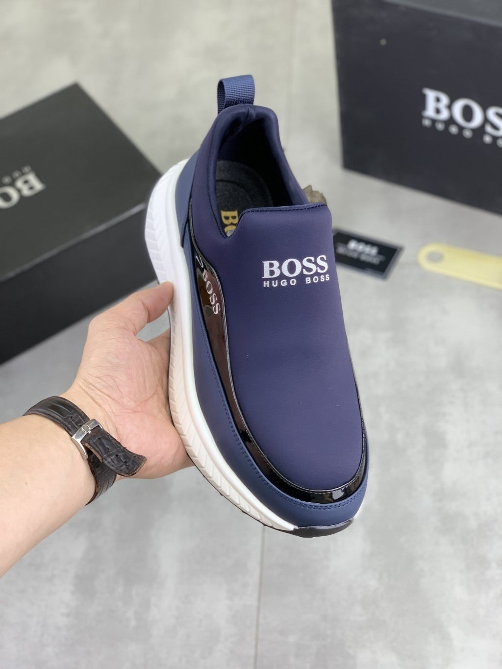 BOSS Low-Top Slip-On Sneakers