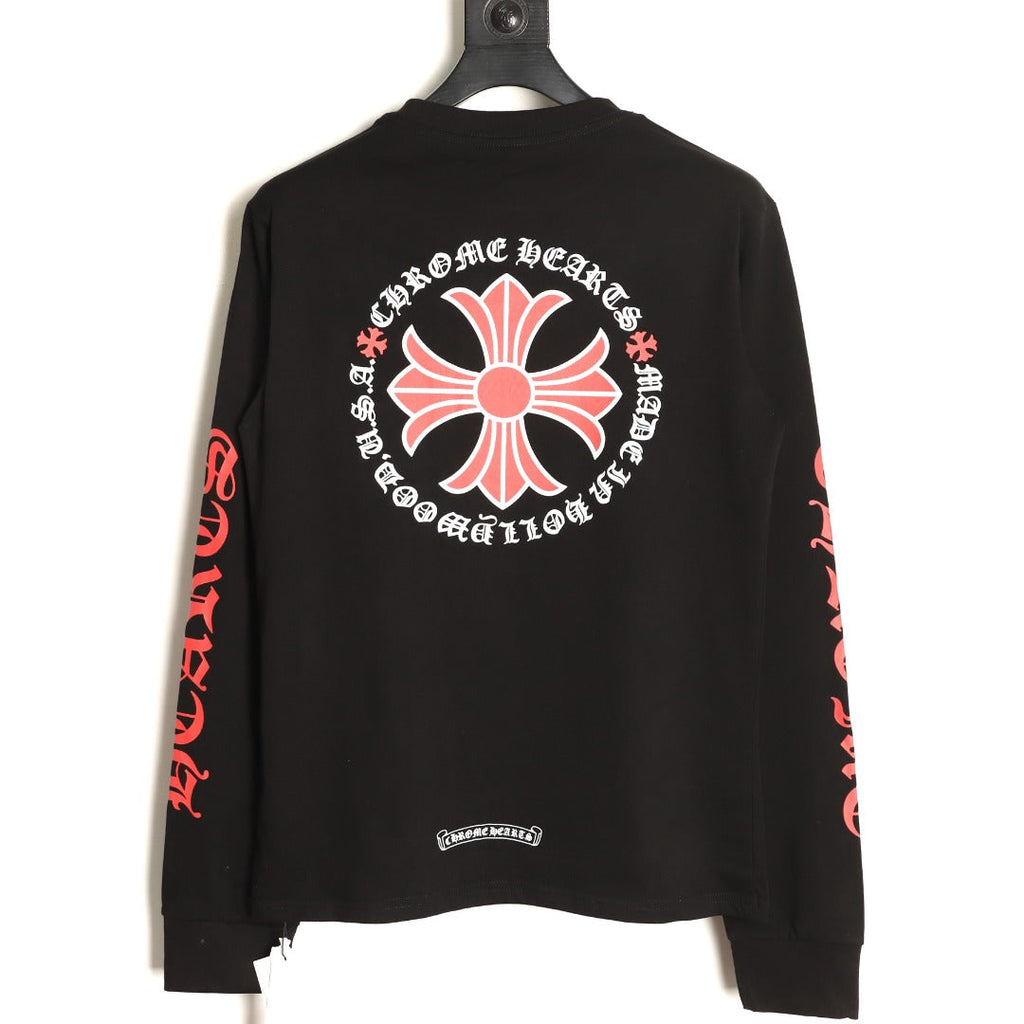Chrome Hearts Floral Cross Gothic Print Long-Sleeve T-Shirt - Black